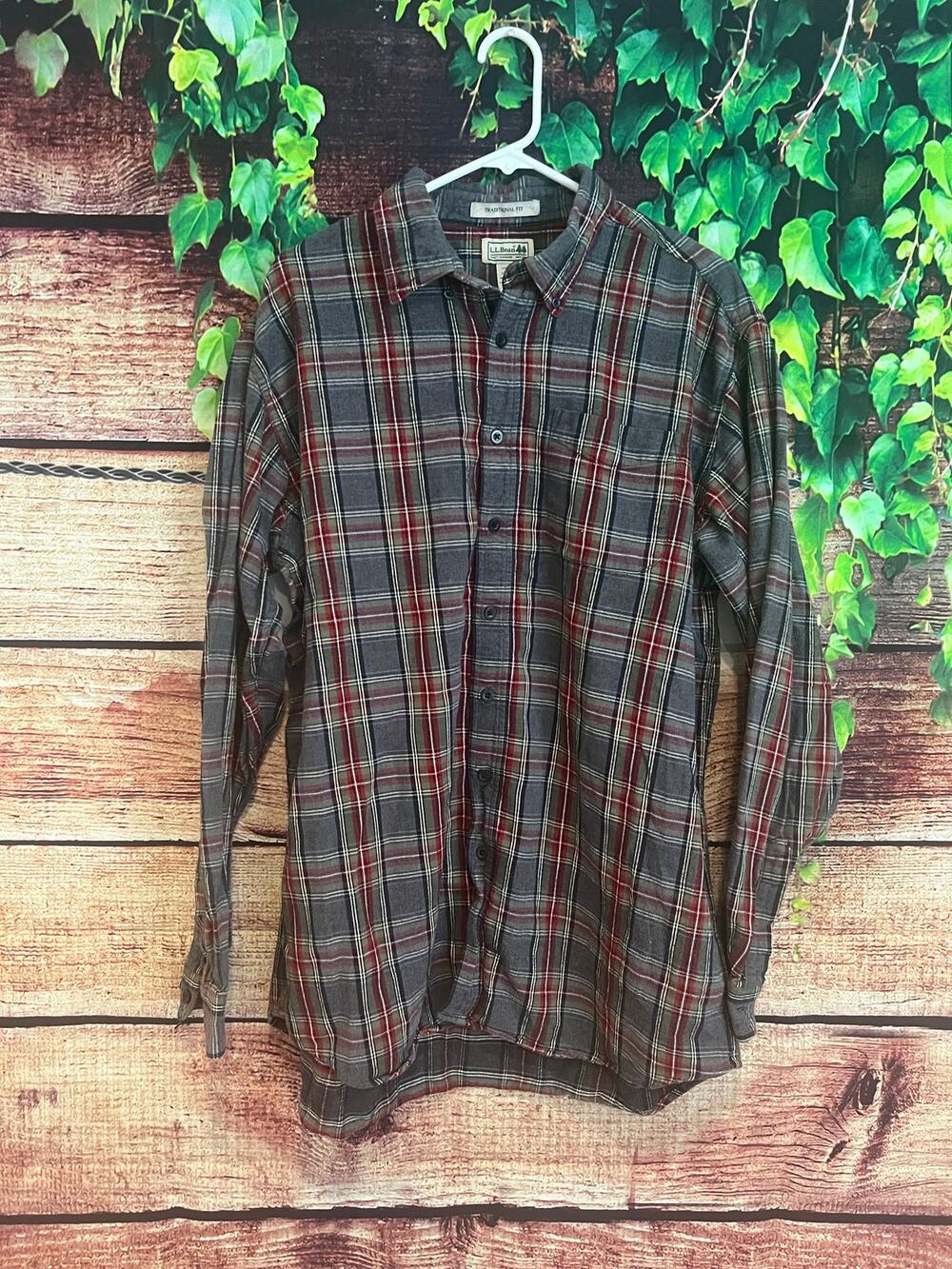 Vintage LL Bean Shirt Men XLT Tall Tartan Plaid Button Cotton Flannel Christmas
